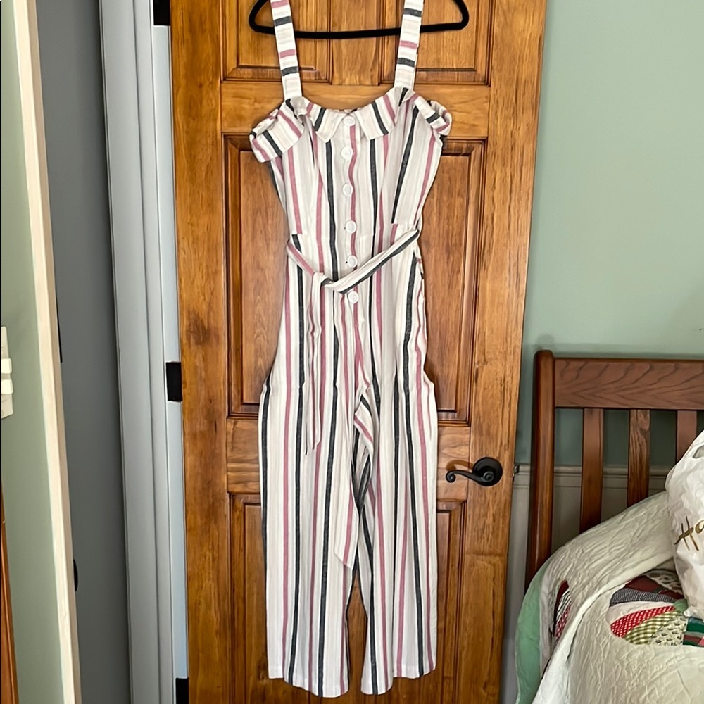 Vince Camuto Black and White Jumpsuit with Belted Waist